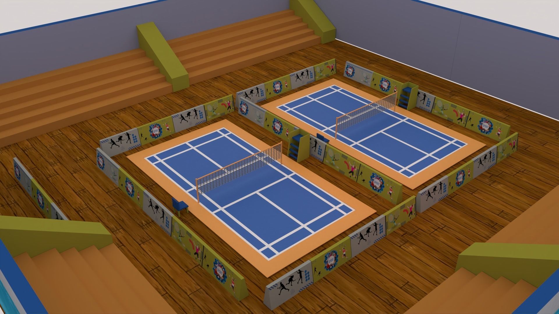 Cartoonish Badminton Court 3D Model Low-poly 3D model_9