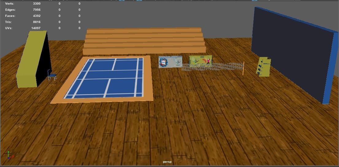 Cartoonish Badminton Court 3D Model Low-poly 3D model_13