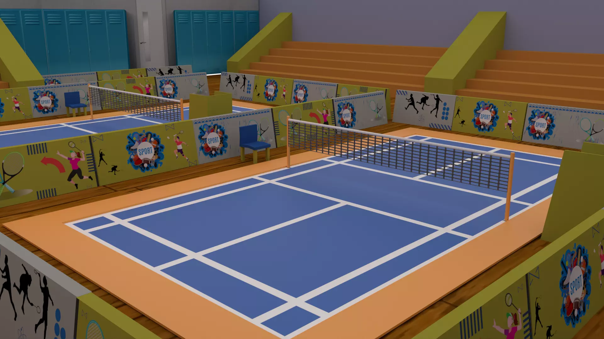 Cartoonish Badminton Court 3D Model Low-poly 3D model_0