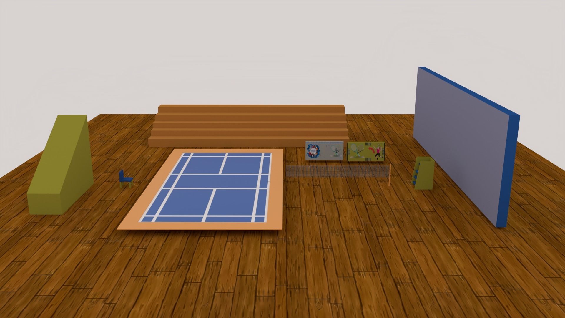 Cartoonish Badminton Court 3D Model Low-poly 3D model_12