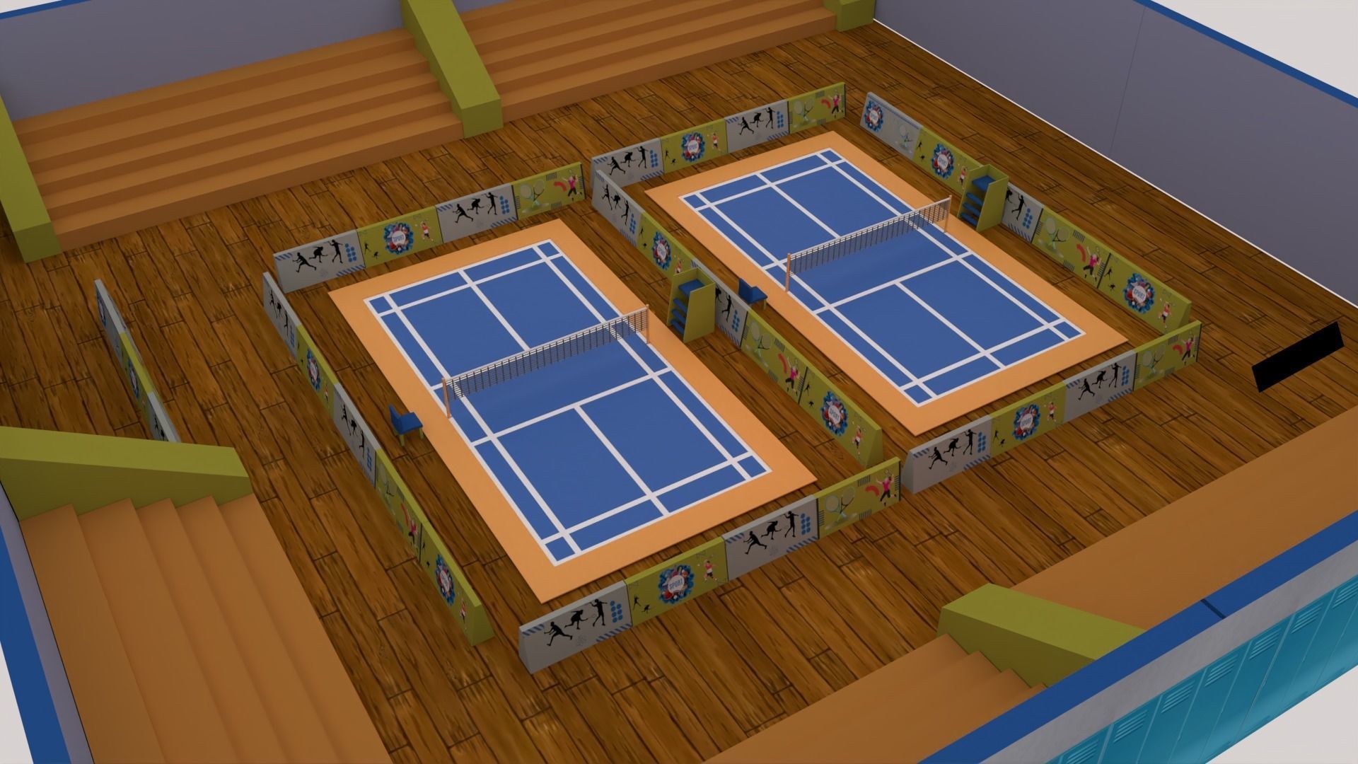 Cartoonish Badminton Court 3D Model Low-poly 3D model_8