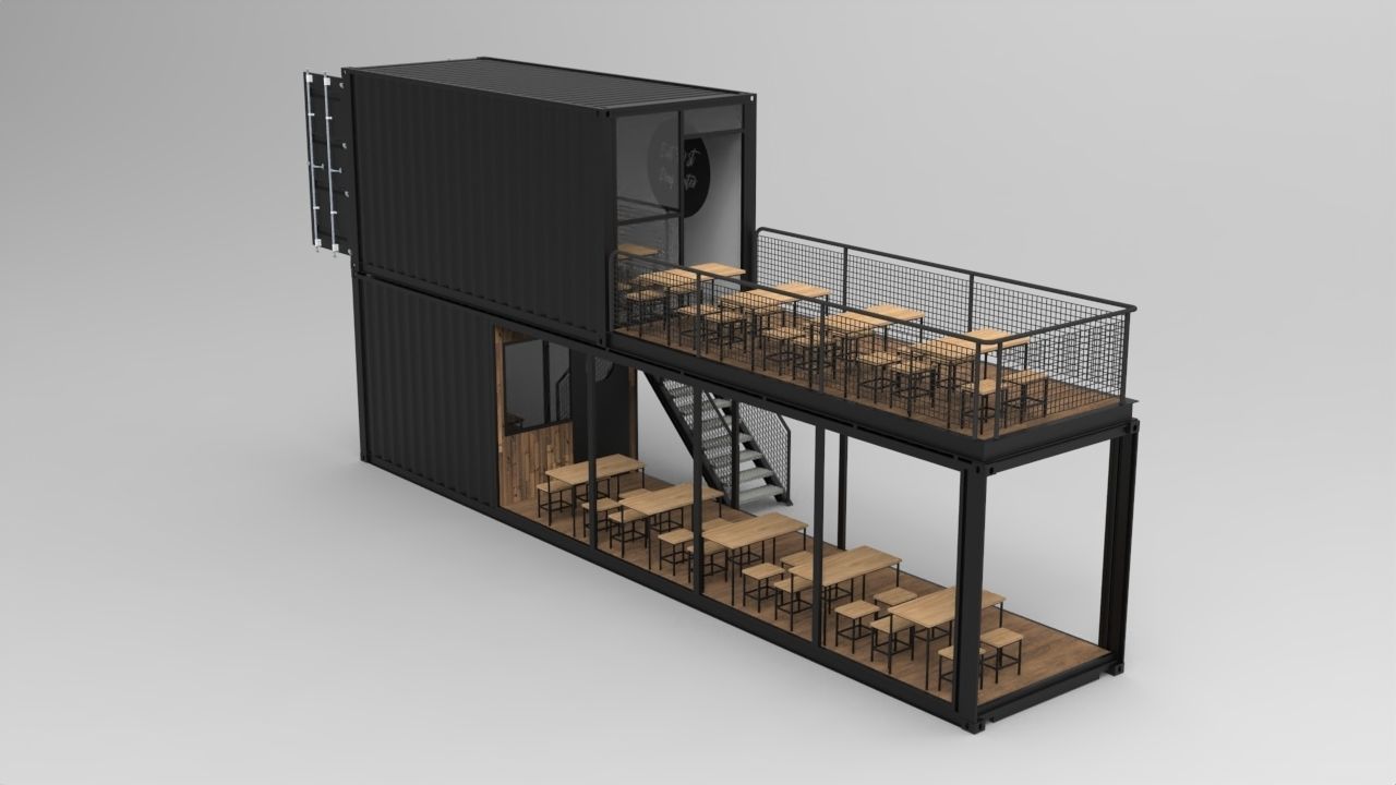 40ft Shipping Restaurant Design 3D model_3