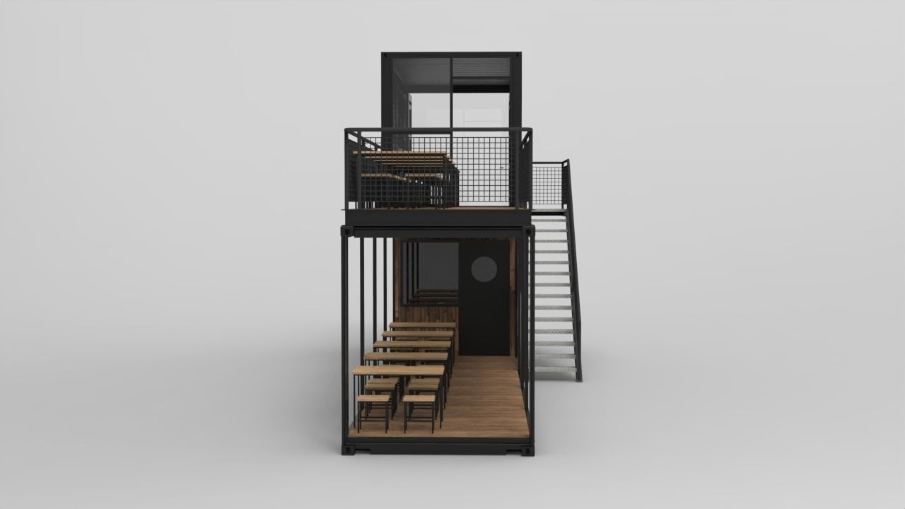 40ft Shipping Restaurant Design 3D model_4