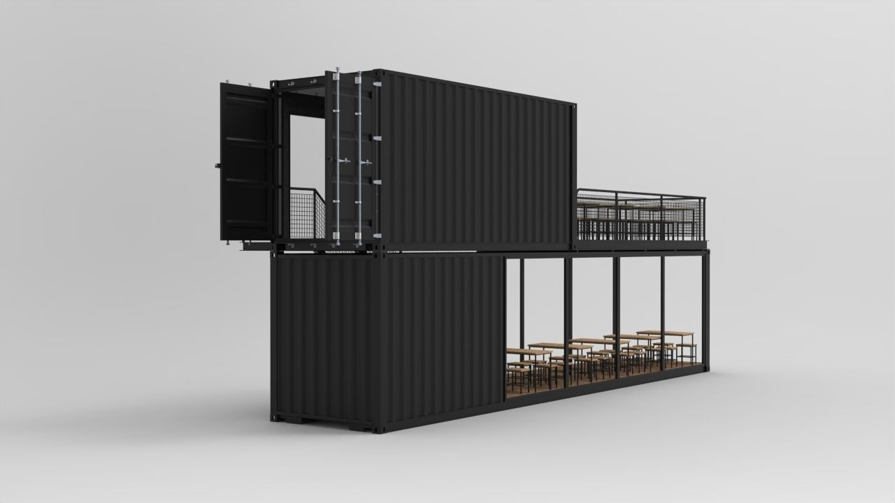 40ft Shipping Restaurant Design 3D model_2