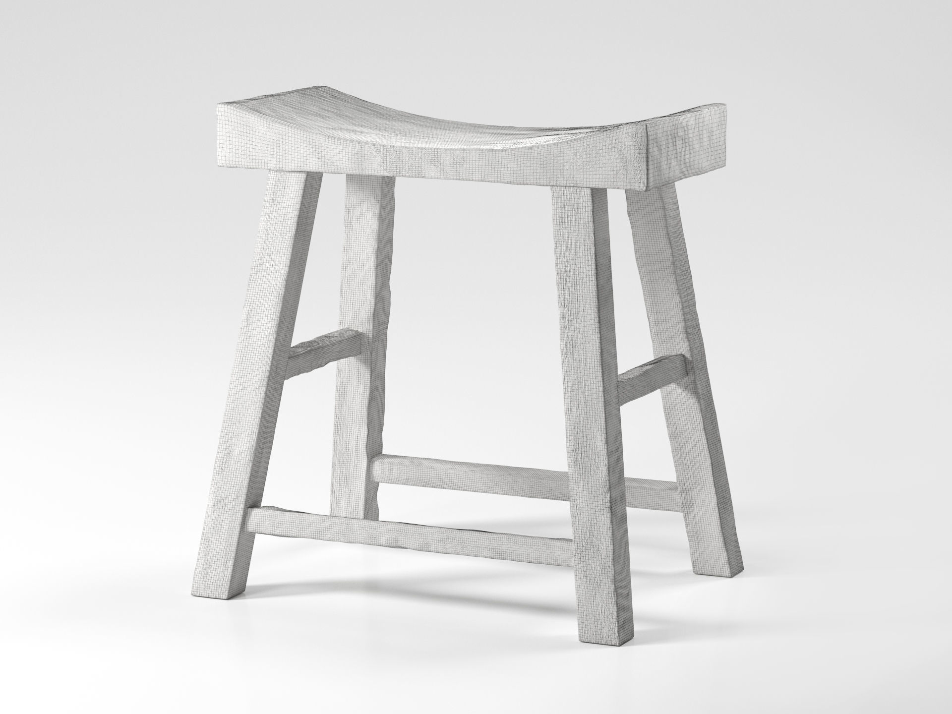 Old Wooden Chair Low-poly 3D model_5