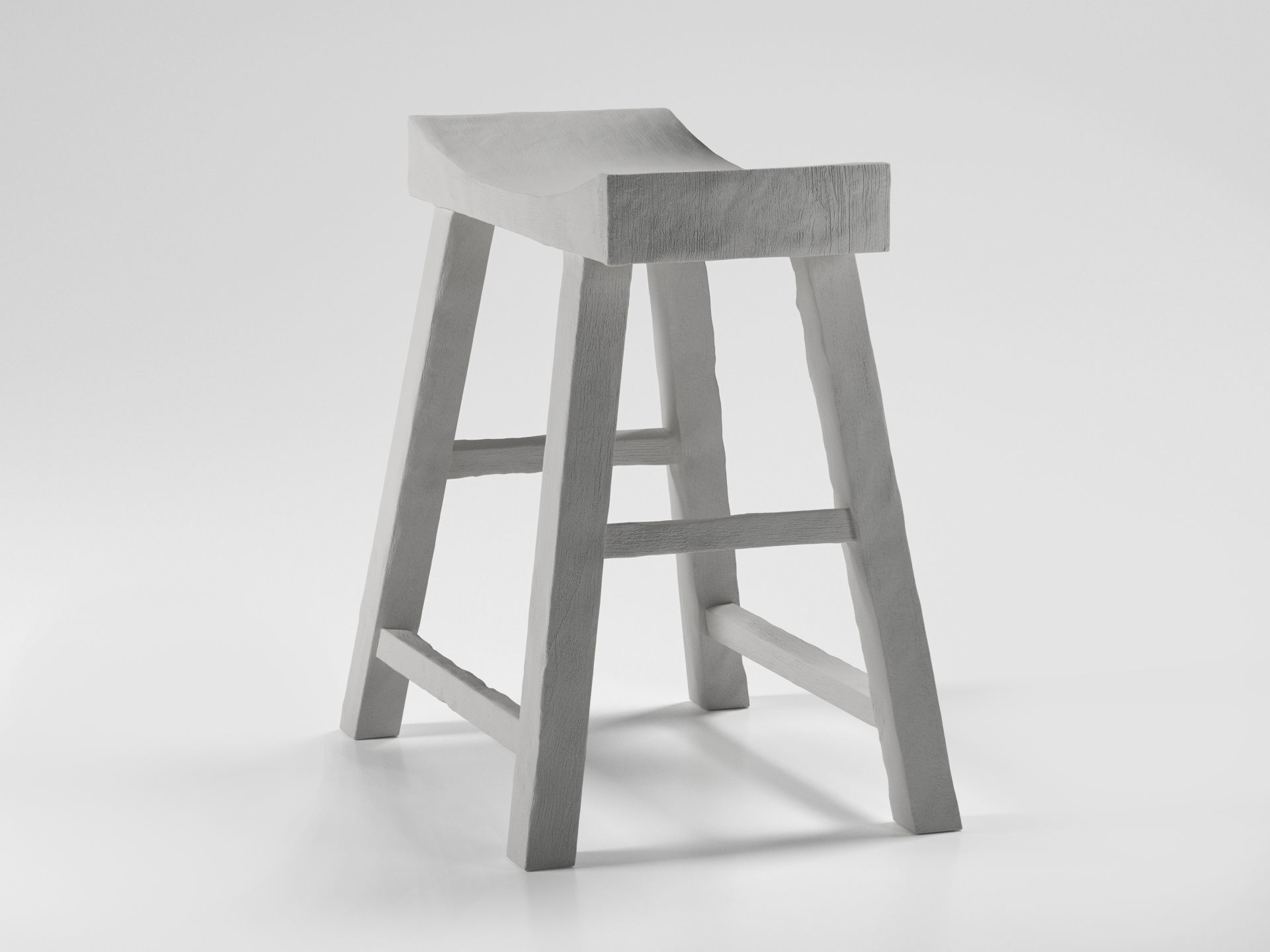 Old Wooden Chair Low-poly 3D model_4