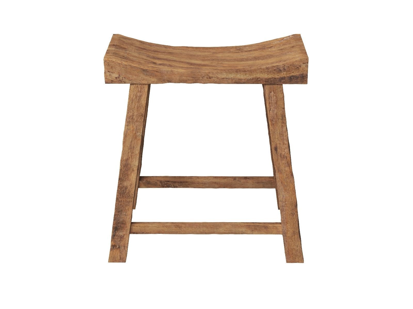 Old Wooden Chair Low-poly 3D model_9
