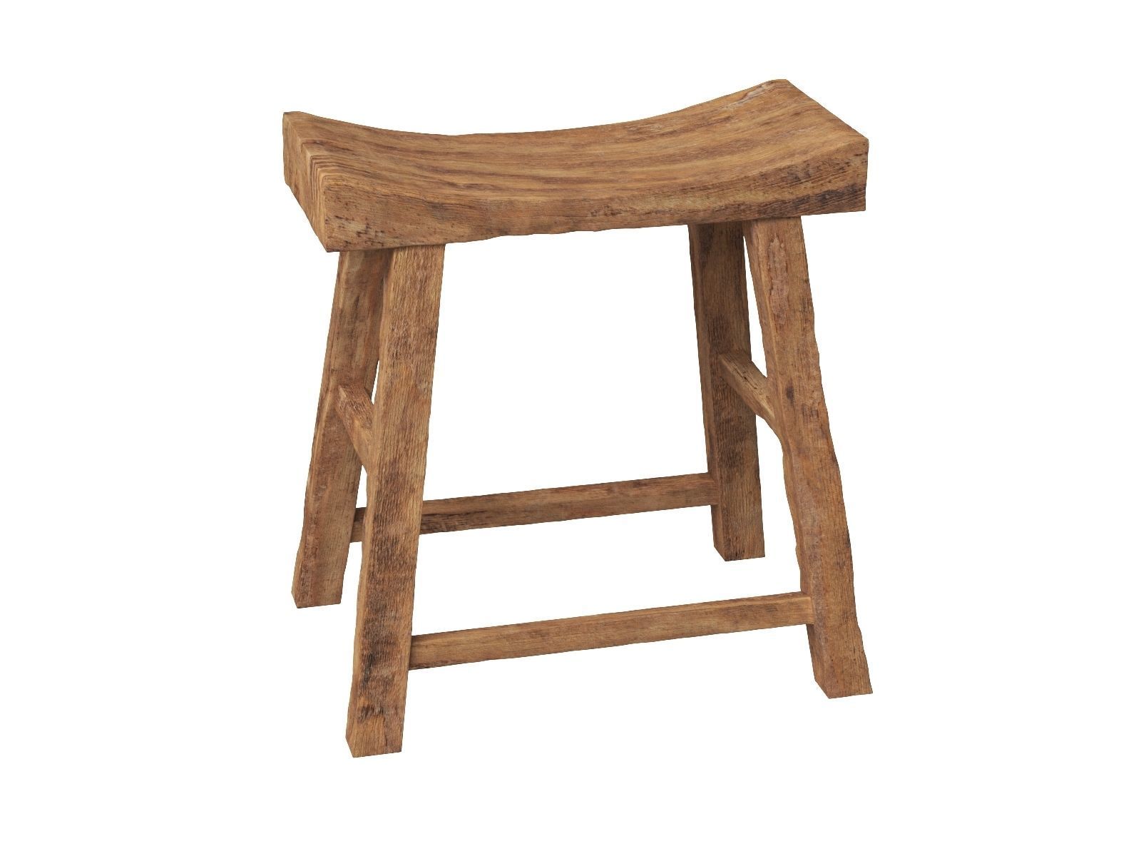 Old Wooden Chair Low-poly 3D model_15