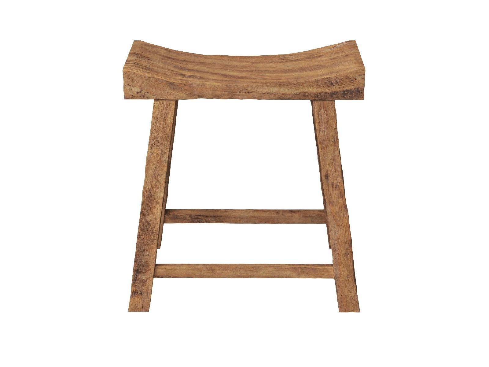Old Wooden Chair Low-poly 3D model_11