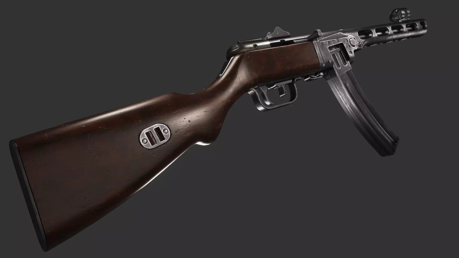 PPsH-41 Low Poly ak - rifle Low-poly 3D model_0