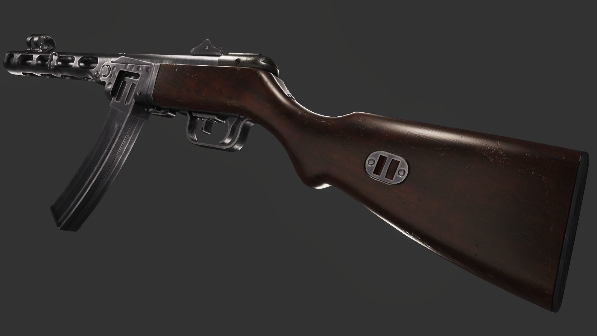 PPsH-41 Low Poly ak - rifle Low-poly 3D model_1