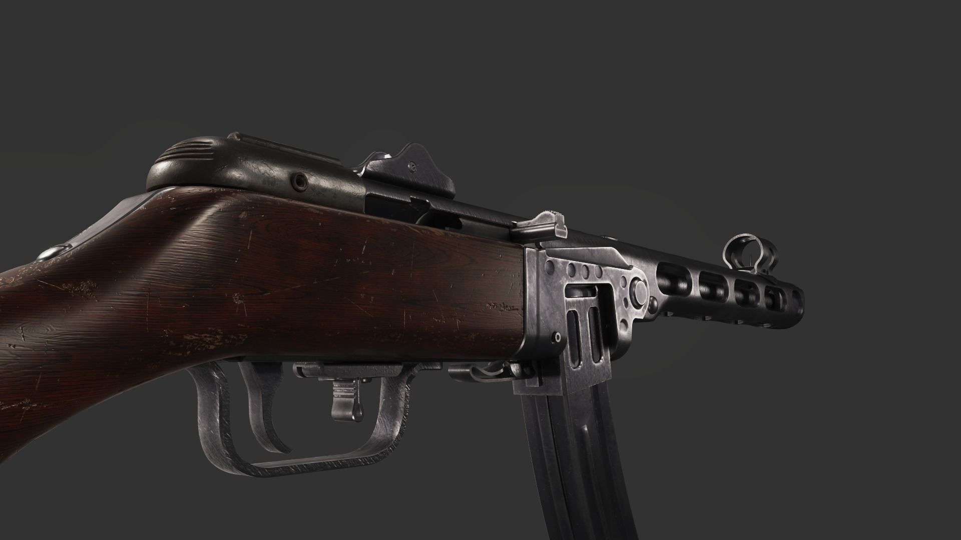PPsH-41 Low Poly ak - rifle Low-poly 3D model_4