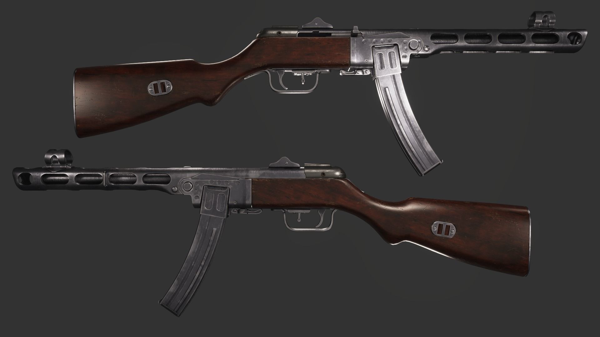 PPsH-41 Low Poly ak - rifle Low-poly 3D model_8