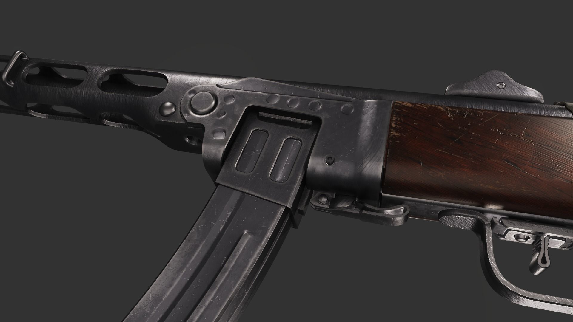 PPsH-41 Low Poly ak - rifle Low-poly 3D model_5