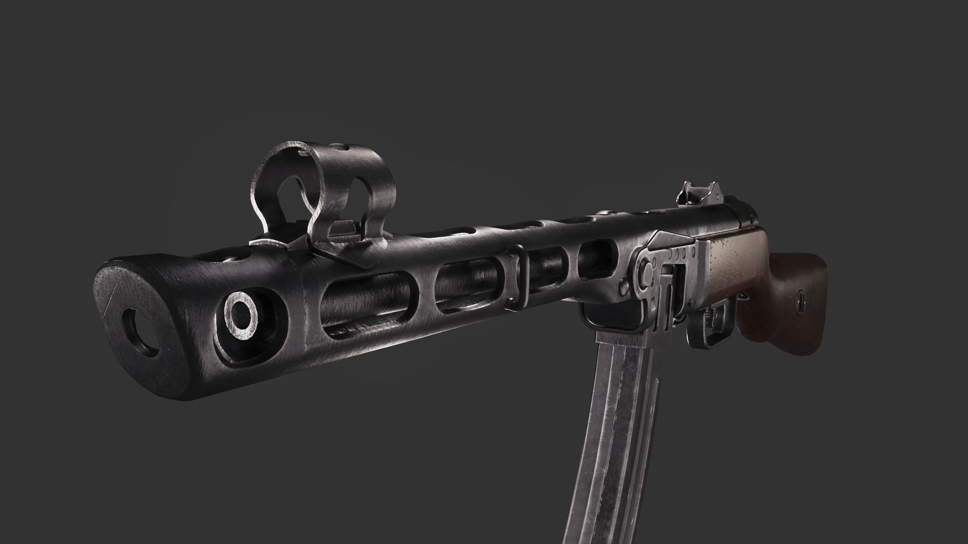 PPsH-41 Low Poly ak - rifle Low-poly 3D model_3