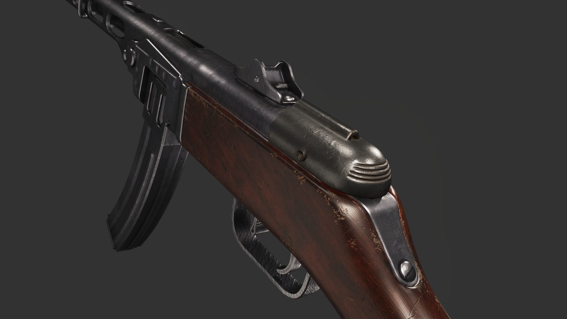 PPsH-41 Low Poly ak - rifle Low-poly 3D model_2