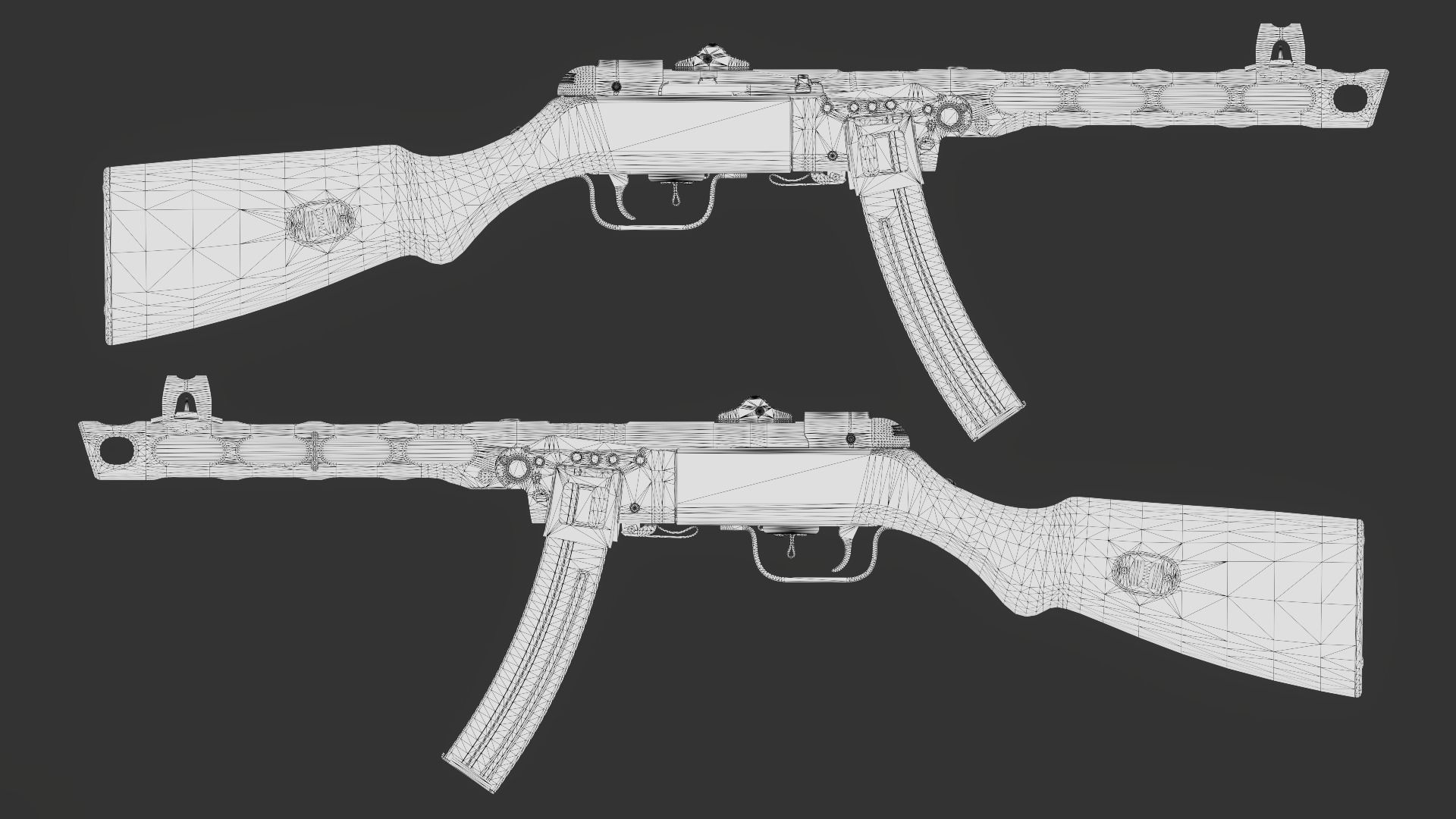 PPsH-41 Low Poly ak - rifle Low-poly 3D model_10
