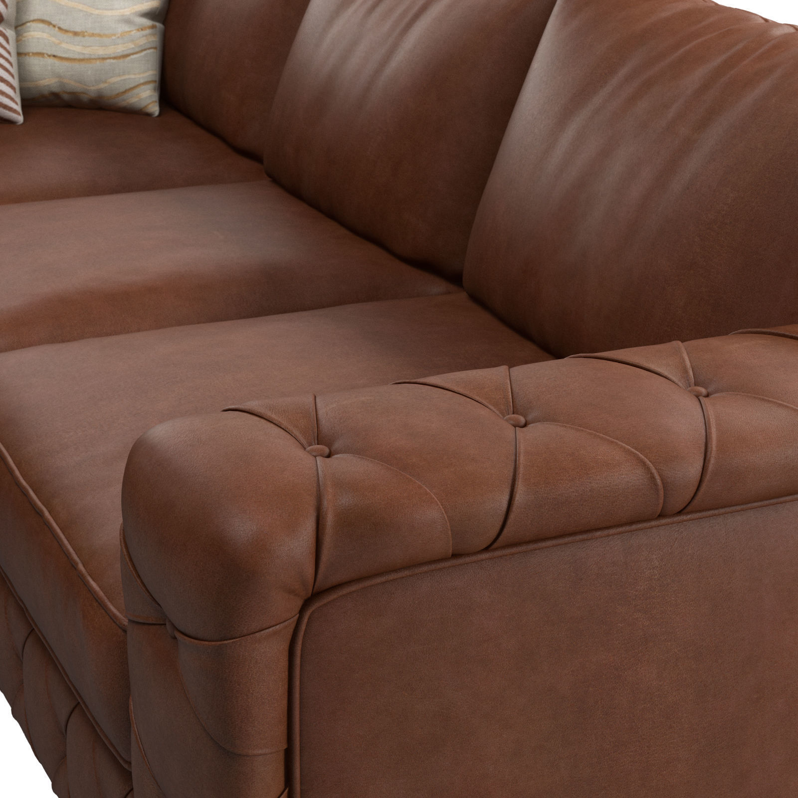 Bohemian Leather Corner Sofa - Santi 3D model_3
