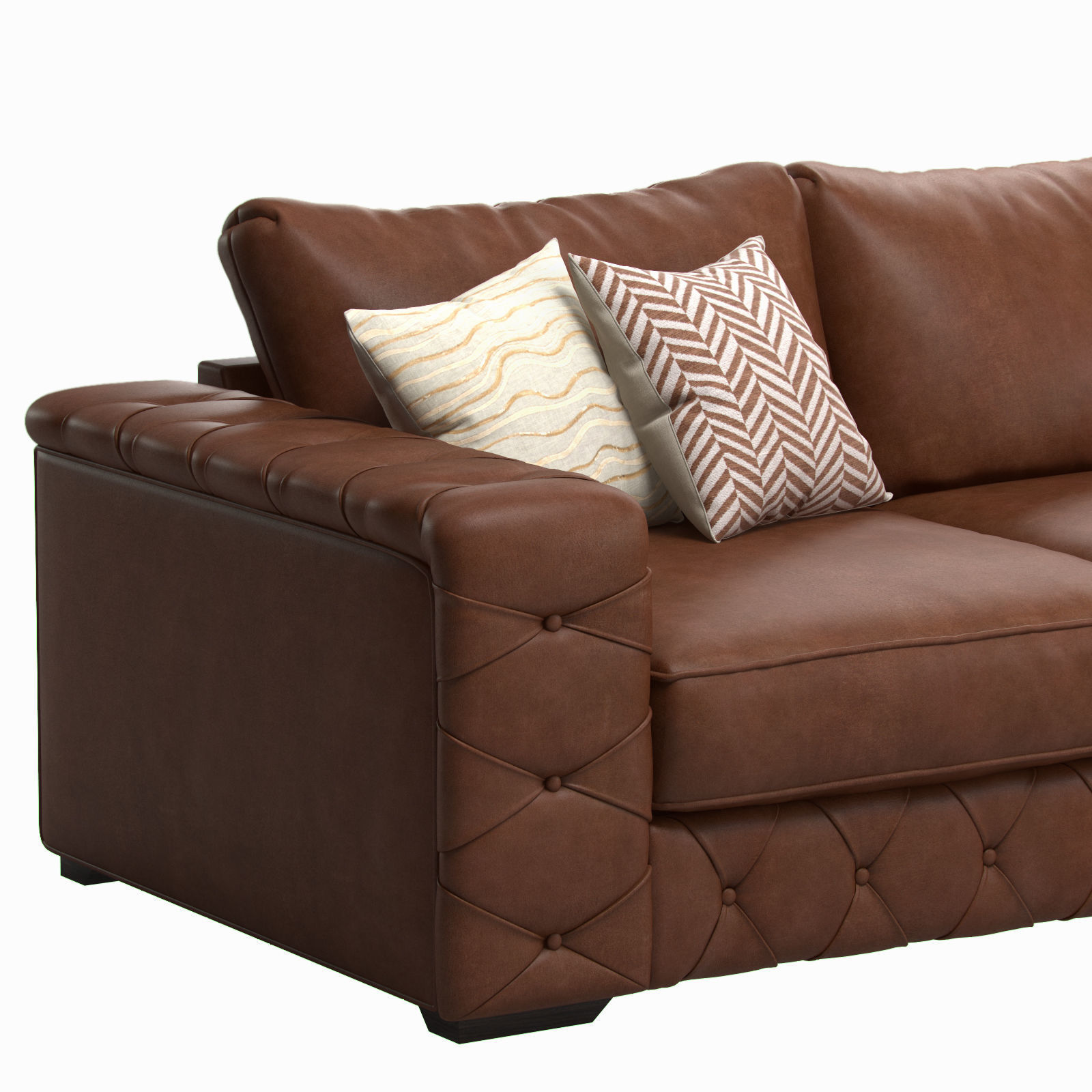 Bohemian Leather Corner Sofa - Santi 3D model_2