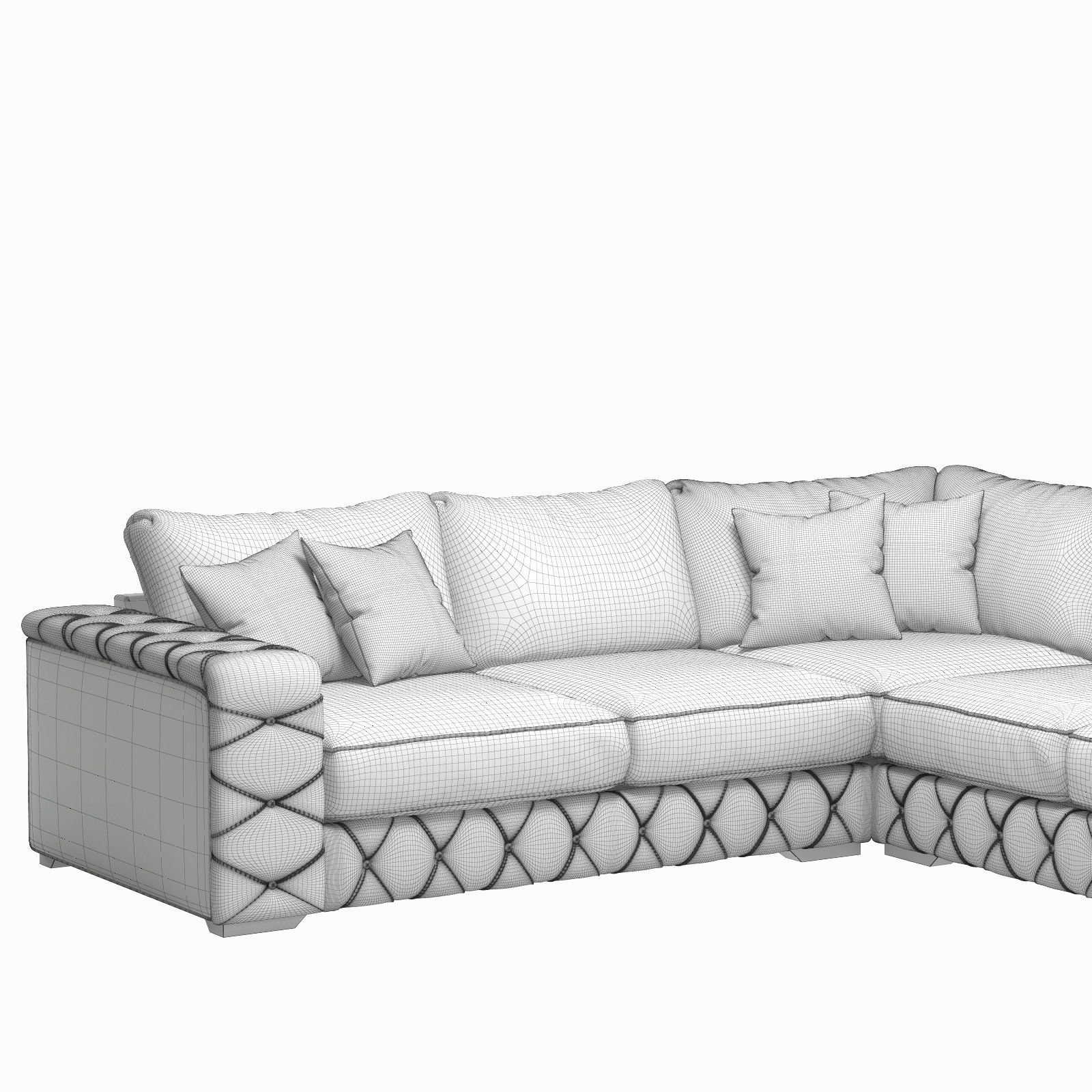 Bohemian Leather Corner Sofa - Santi 3D model_5