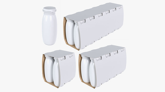 Fermented milk drink bottles 3D Model Collection
