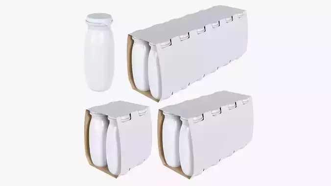Fermented milk drink bottles 3D Model Collection