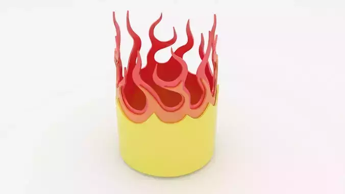 Cylindrical container with flames  3D model