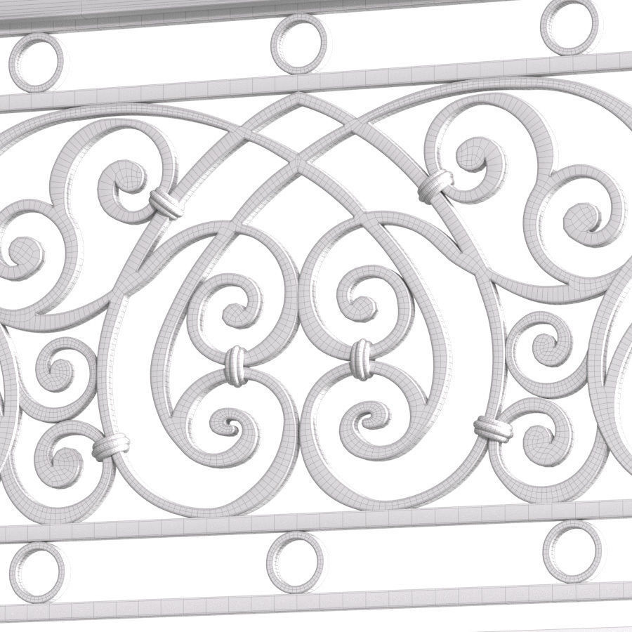 Classic balcony Forged Fence 3D model_3
