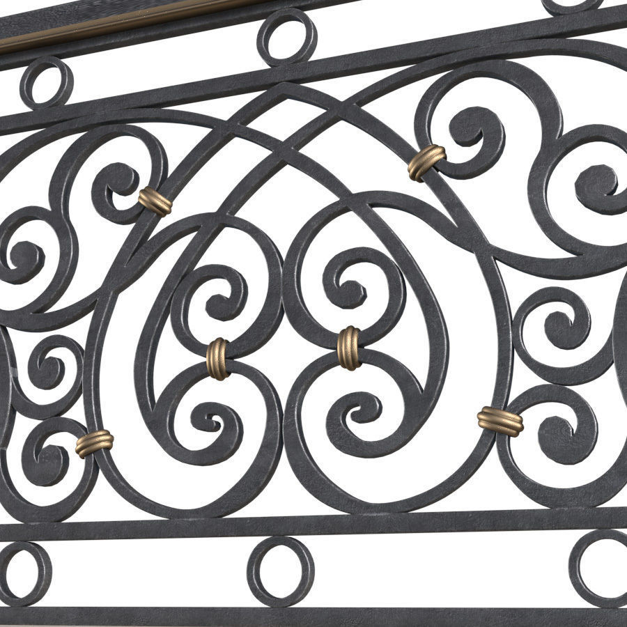 Classic balcony Forged Fence 3D model_1