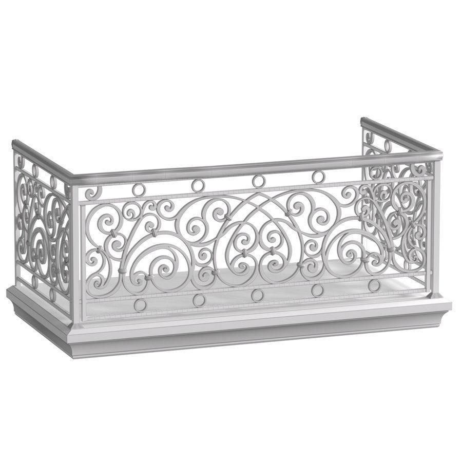 Classic balcony Forged Fence 3D model_2