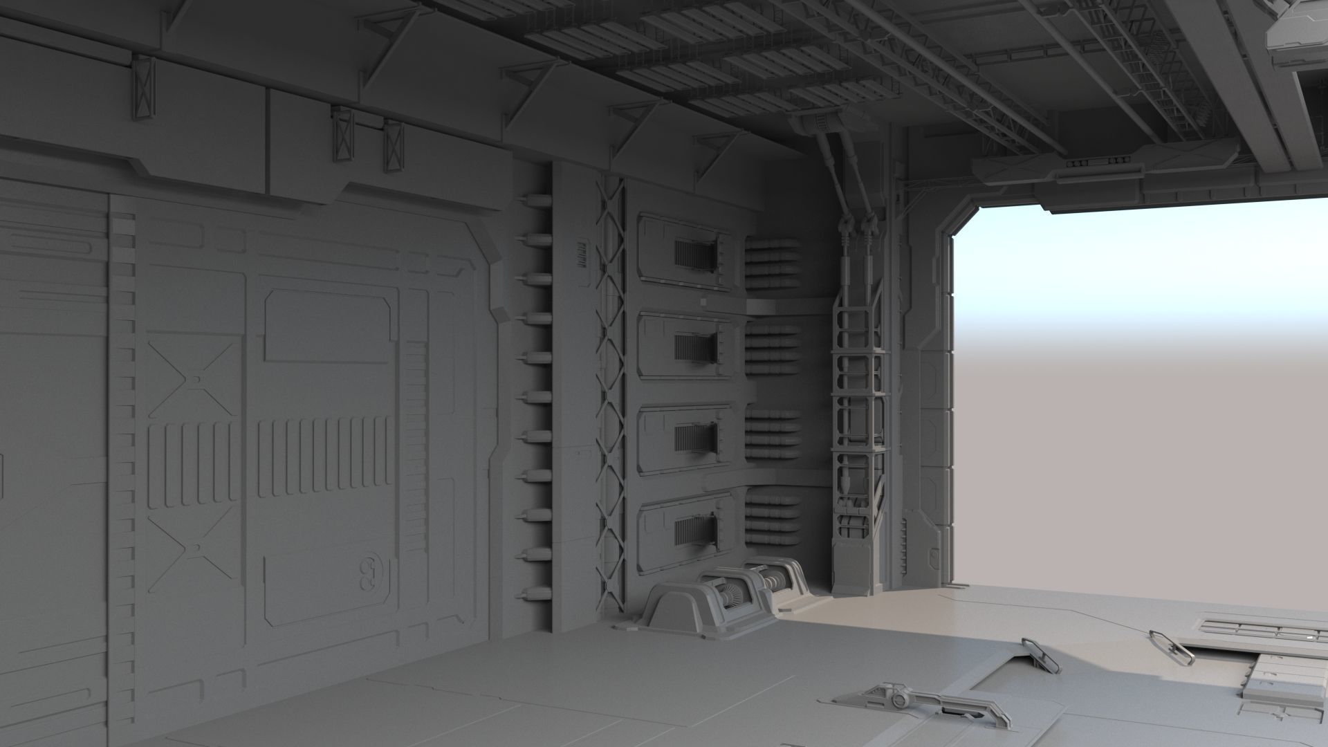 Sci Fi HANGAR 3D model_4
