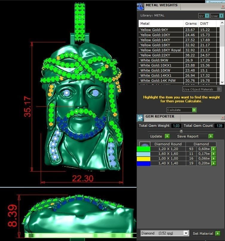 jesus face pendant 3D print model_4