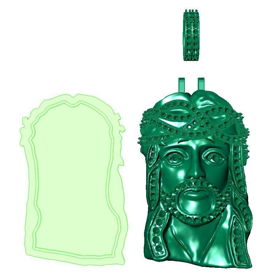 jesus face pendant 3D print model_5