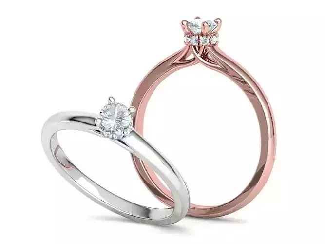 Delicate Trellis Solitaire Ring 3dmodel 4claw design Under Halo 3D print model