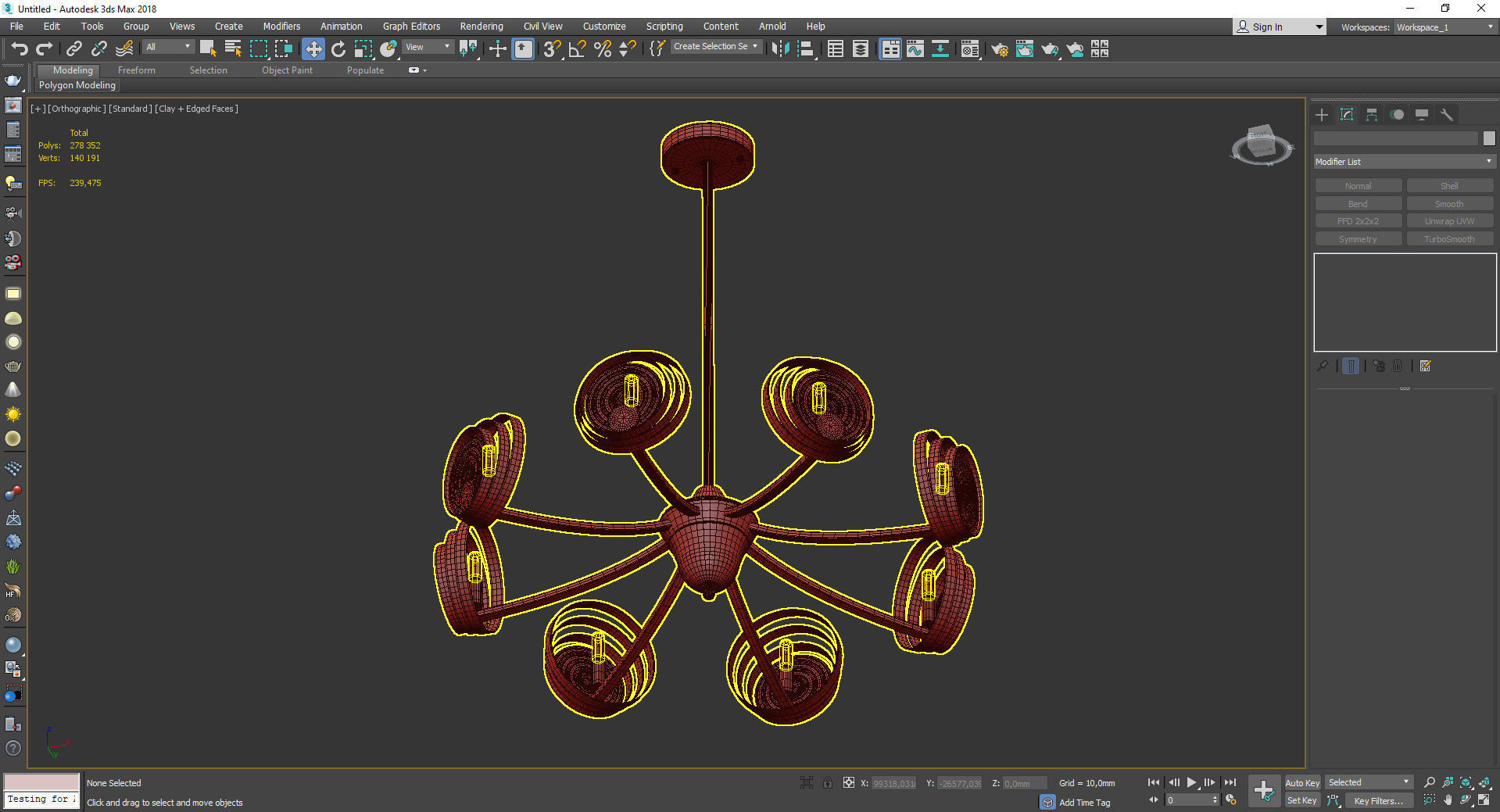 ISTAN gold chandelier with circular glass shades Low-poly 3D model_4