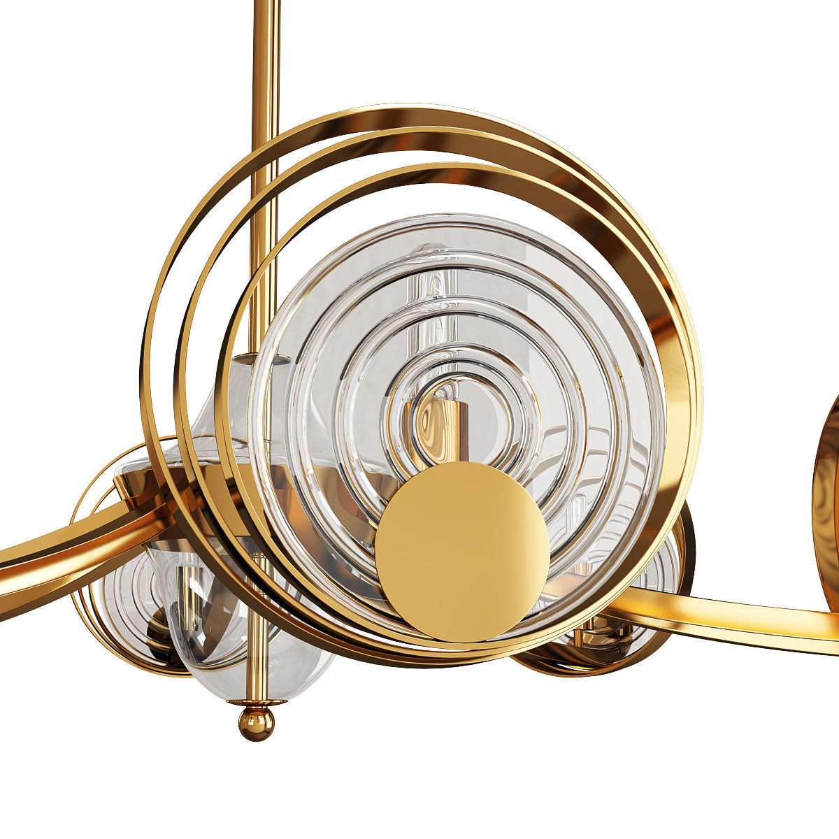 ISTAN gold chandelier with circular glass shades Low-poly 3D model_1