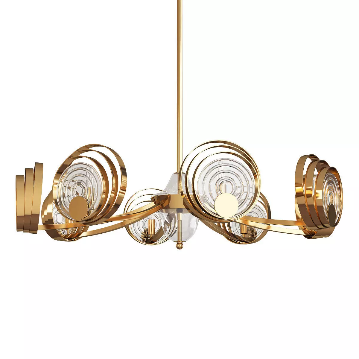 ISTAN gold chandelier with circular glass shades Low-poly 3D model_0