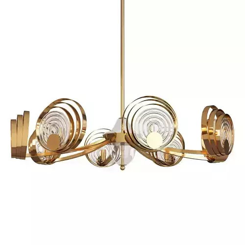 ISTAN gold chandelier with circular glass shades