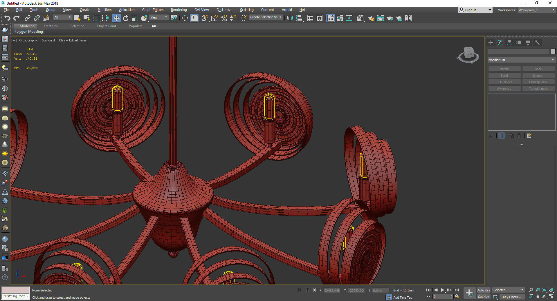 ISTAN gold chandelier with circular glass shades Low-poly 3D model_5