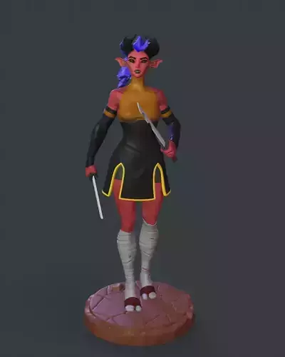 Oni-kunoichi female character holding sword