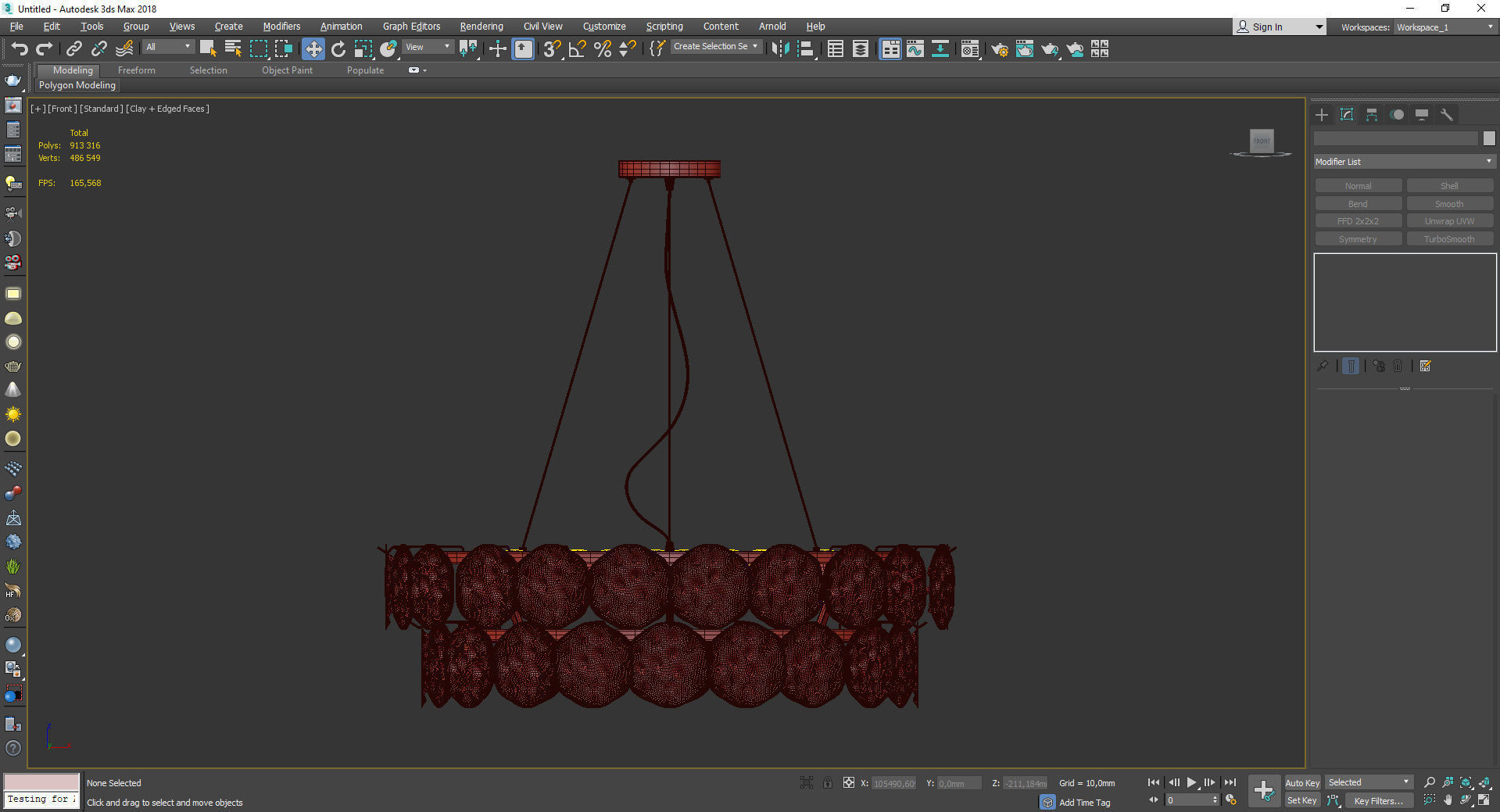 MORELLA chandelier with clear crystals and gold metal Low-poly 3D model_3