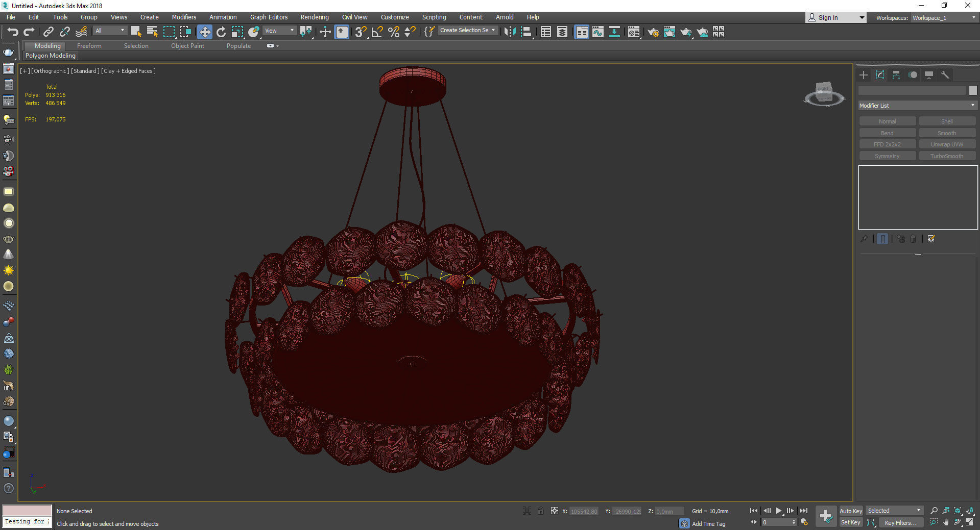 MORELLA chandelier with clear crystals and gold metal Low-poly 3D model_4