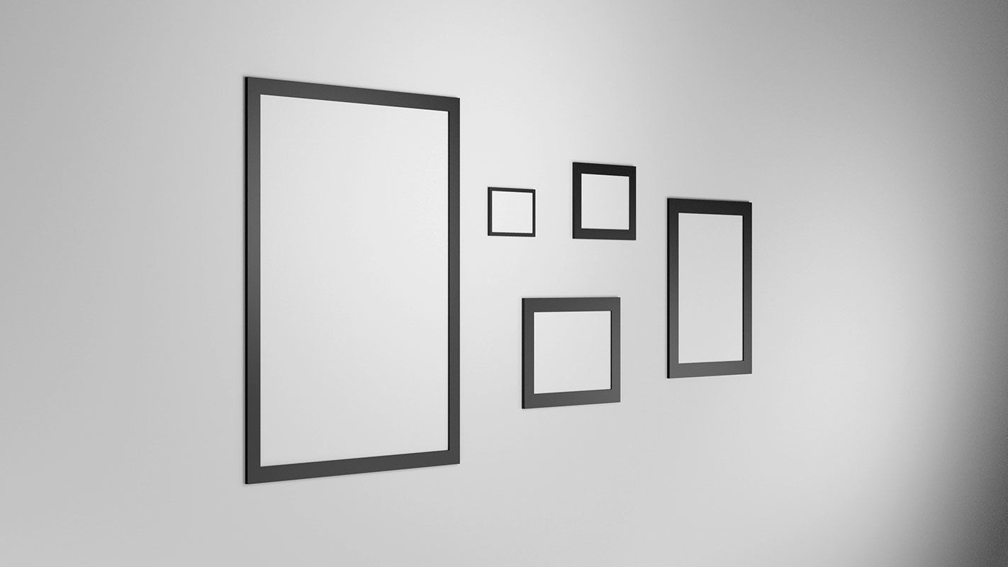 Gallery Wall Frames 5 models set Low-poly 3D model_24