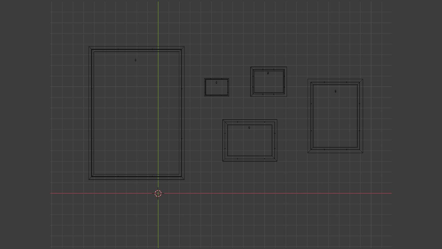 Gallery Wall Frames 5 models set Low-poly 3D model_32