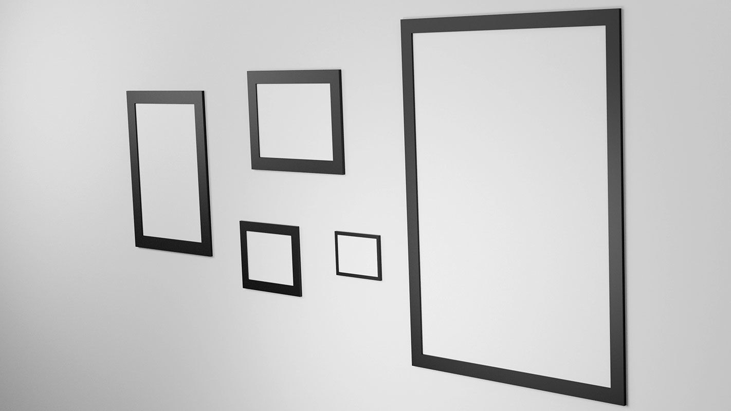 Gallery Wall Frames 5 models set Low-poly 3D model_25