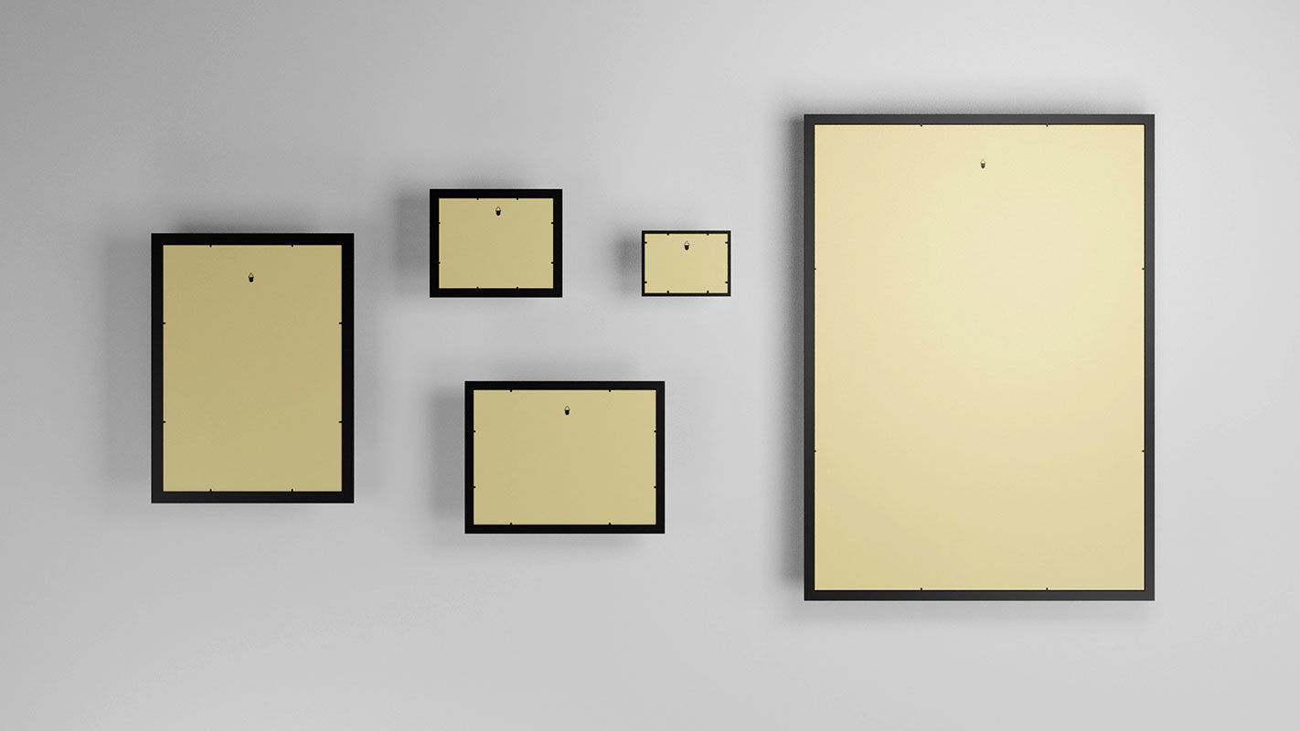 Gallery Wall Frames 5 models set Low-poly 3D model_2
