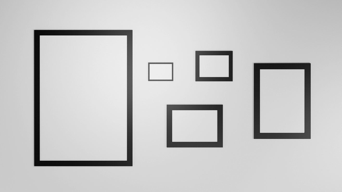 Gallery Wall Frames 5 models set Low-poly 3D model_13