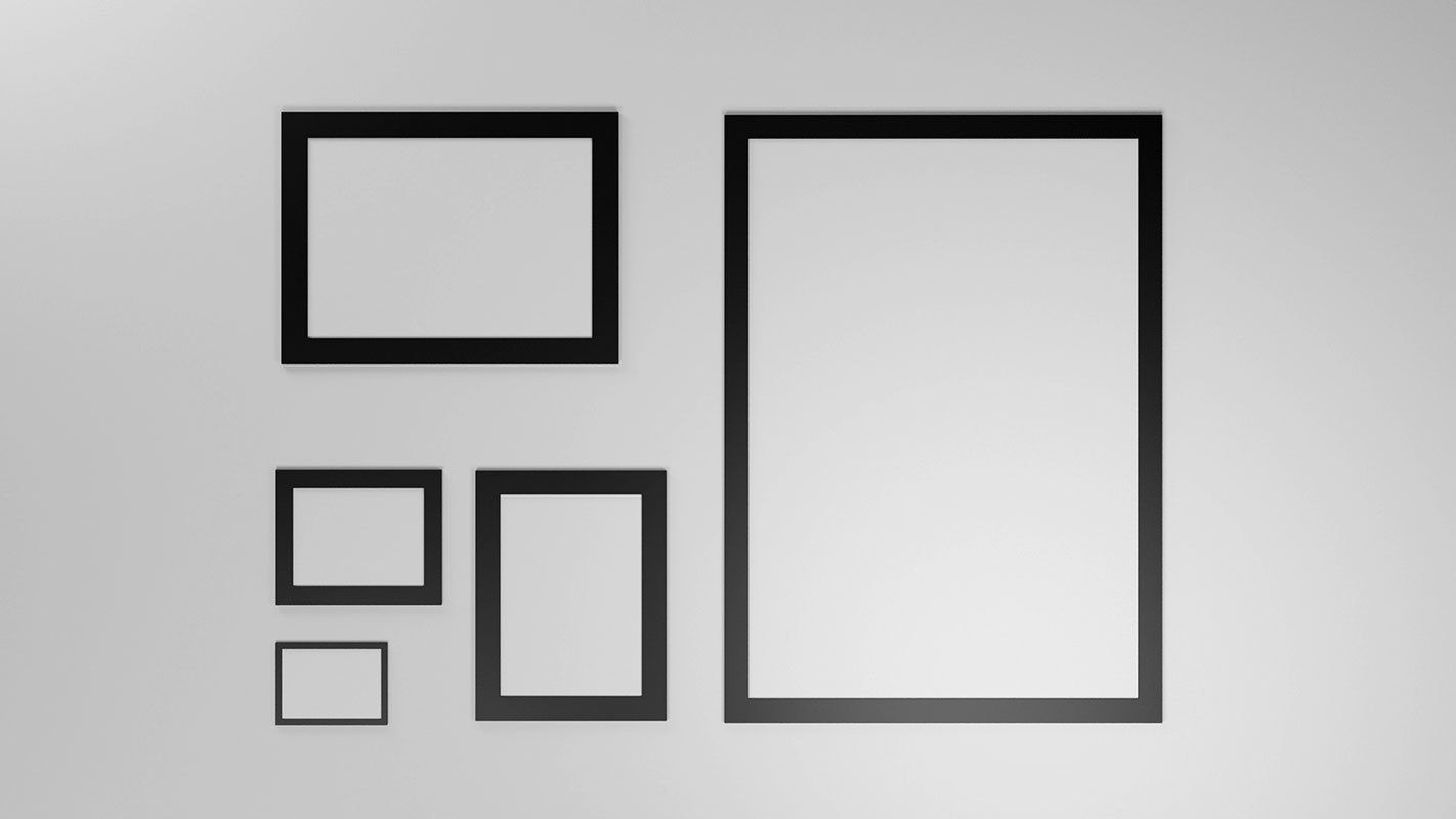 Gallery Wall Frames 5 models set Low-poly 3D model_7