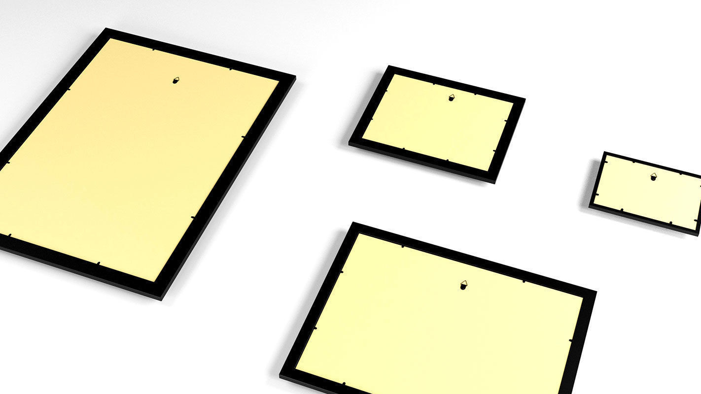 Gallery Wall Frames 5 models set Low-poly 3D model_29