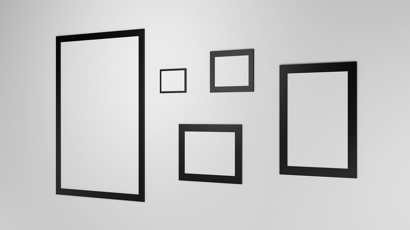 Gallery Wall Frames 5 models set Low-poly 3D model_1